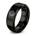 Hex Nut – Tungsten Wedding Band, 8 mm, Black Comfort-Fit Unisex