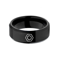 unique presents for her – black tungsten hex nut wedding band