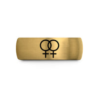 unique ideas for mom – gold & silver tungsten interlocking female symbols wedding band