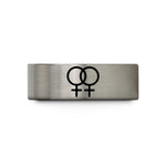 thoughtful presents for women – silver tungsten interlocking female symbols wedding band
