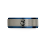 personalized presents for mom – black & blue & grey tungsten taurus wedding band