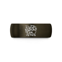 unique presents for her – gunmetal & black tungsten welsh dragon shield wedding band