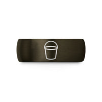 engraved rings for friends – gunmetal & black tungsten concrete bucket wedding band