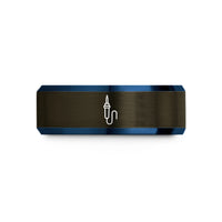 best friend present ideas – gunmetal & blue tungsten soldering iron wedding band