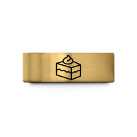 custom bands for women – gold tungsten tres leches slice wedding band