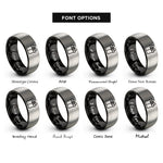 font options for inside engraving on black & gray gift box rings
