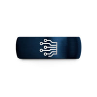 couple present ideas anniversary – blue tungsten circuit board traces wedding band