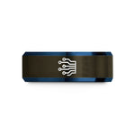 best presents for couples – gunmetal & blue tungsten circuit board traces wedding band