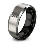personalized presents for him – black & silver tungsten ball peen hammer ring