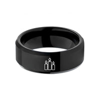 men's tungsten wedding – black tungsten candle trio wedding band