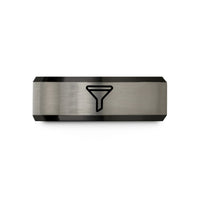 comfort-fit wedding band – black & gray tungsten funnel wedding band