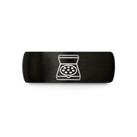 men’s fashion rings online – black tungsten pizza box wedding band