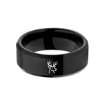 black men's tungsten rings – black tungsten whitetail buck wedding band