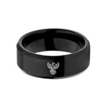 custom bands for lovers – black tungsten firebird wedding band