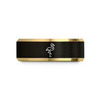 personalized wedding set – black & gold tungsten flamingo wedding band