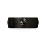 personalized wedding set – black & rose gold tungsten flamingo wedding band