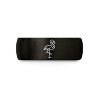 personalized wedding set – black & rose gold tungsten flamingo wedding band