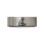 engraved rings for couples – black & blue & gray tungsten sledder silhouette wedding band
