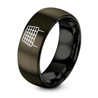 Cooling Rack – Tungsten Wedding Band, 8 mm, Gunmetal, Black Comfort-Fit Unisex