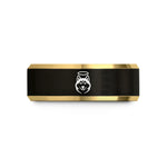 best presents for moms – black & gold tungsten siberian husky halo wedding band