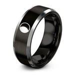 personalized jewelry for mom – black & silver tungsten waning gibbous ring