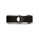 custom rings for women – black & silver tungsten waning gibbous wedding band