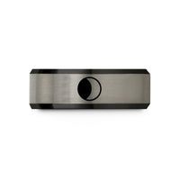 custom rings for women – black & gray tungsten waning gibbous wedding band