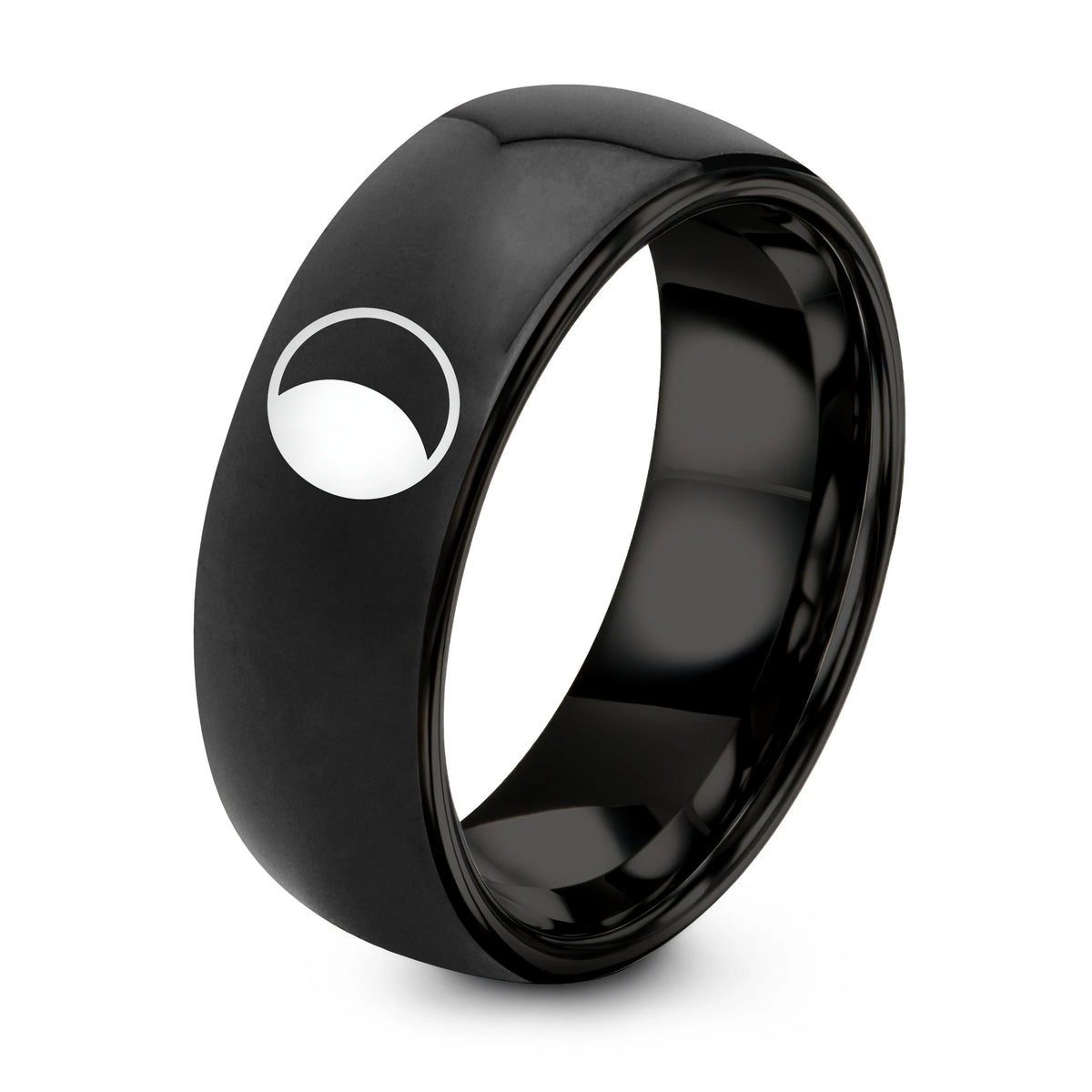 Gift for Day Mothers from Son – black tungsten waning gibbous ring