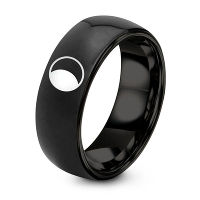Waning Gibbous – Tungsten Wedding Band, 8 mm, Black Comfort-Fit Unisex
