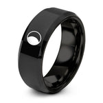 custom rings for women – black tungsten waning gibbous ring