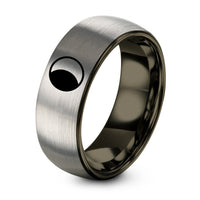 Gift for Day Mothers from Son – gunmetal & gray tungsten waning gibbous ring