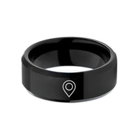 personalized presents for her – black tungsten gps waypoint pin wedding band