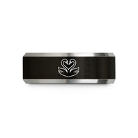 personalized jewelry for mom – black & grey tungsten swan heart wedding band