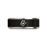 unique present for her – black & silver tungsten border collie wedding band