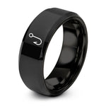 special present for lady – black tungsten fish hook ring