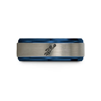 personalized presents for her – black & blue & silver tungsten goalkeeper save wedding band