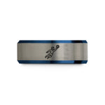 birthday present ideas her – black & blue & grey tungsten goalkeeper save wedding band