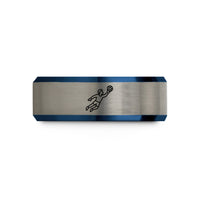 birthday present ideas her – black & blue & grey tungsten goalkeeper save wedding band