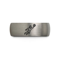 personalized presents for her – black & silver tungsten goalkeeper save wedding band