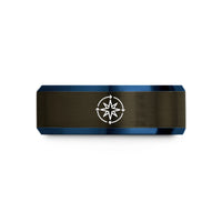 best friend birthday present – gunmetal & blue tungsten meridian star path wedding band