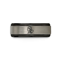 personalized jewelry for women – black & silver tungsten niece heart wedding band