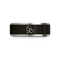 personalized jewelry for women – black & silver tungsten niece heart wedding band