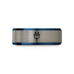 best present for women – blue & silver tungsten power plug wedding band