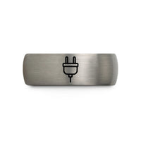 unique present for friend – grey tungsten power plug wedding band