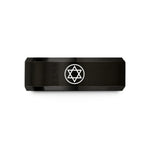 personalized present for her – black tungsten geometric star wedding band
