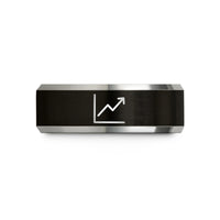 birthday present ideas her – black & grey tungsten line graph wedding band