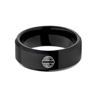 personalized rings for couples – black tungsten tire tracks wedding band