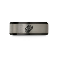 unique presents for her – black & gray tungsten bog tracks wedding band