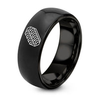 Gift for Her Unique – black tungsten bog tracks ring