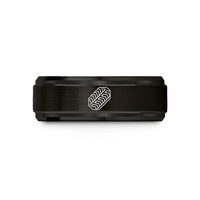 personalized rings for her – black tungsten bog tracks wedding band